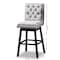 Baxton Studio Gregory Light Grey Velvet and Brown Wood 2-Piece Swivel Bar Stool Set 164-10289 - alternate 4